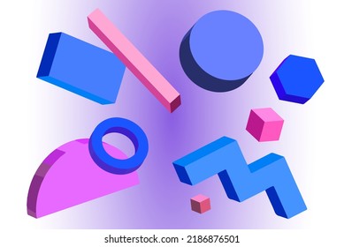 Frame with geometric shapes 3D.