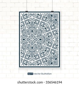 frame of geometric shapes on the brick wall background