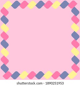 Frame with geometric shapes on a pink background