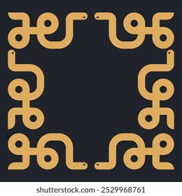 Frame with Geometric Snakes. Banner with Copy Space. Border Template for the Year of the Snake. Chinese New Year Zodiac Symbol.