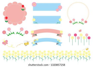 Frame of gerbera,margaret,and tulip