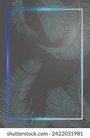 Frame with glare, palm leaves and gradient