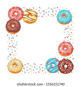 Frame Glaze Donuts Sprinkles Background Various Stock Vector (Royalty ...