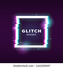 Frame with glitch effect. Border concept. Vector illustration