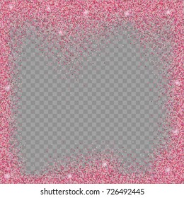 Frame from glitter on a transparent background. Texture of sequins for design and decoration. Vector illustration