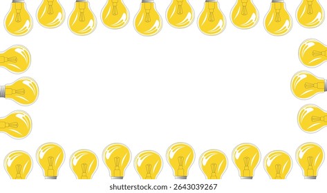 Frame of glowing light bulbs with space for insertion in the center. Vector image.
