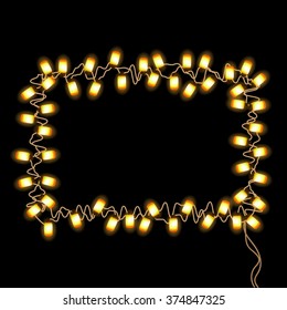 Frame with glowing lights. Square frame. Vector illustration. frame,  light,  mirror lights,  bulb frame,  star frame,  neon frame,  light border,  frame lamp

