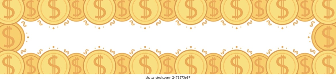 Frame of gold coins dollar cents. Realistic money seamless border coin gold