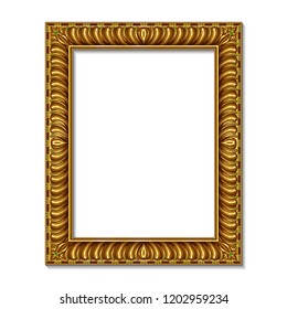 frame gold color with emeralds on white background
