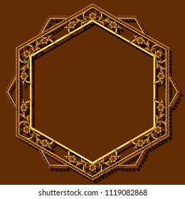 frame gold color with shadow on brown background