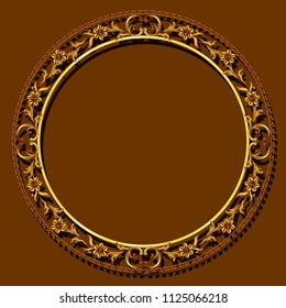 frame gold color with shadow on brown background