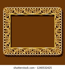 frame gold color with shadow on brown background