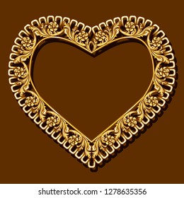 frame gold color with shadow on brown background