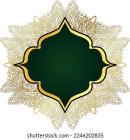 frame gold color with shadow on black background, background with golden ornament
