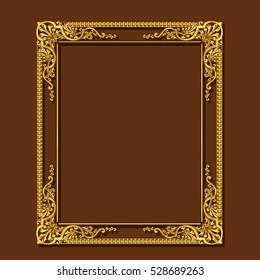 frame gold color with shadow on brown background