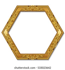 frame gold color with shadow on white background