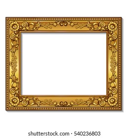 frame gold color with shadow on white background