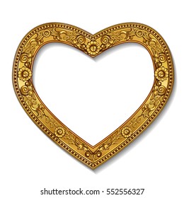 frame gold color with shadow on white background
