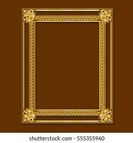 frame gold color with shadow on brown background