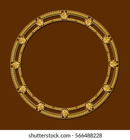 frame gold color with shadow on brown background