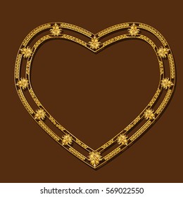 frame gold color with shadow on brown background