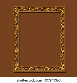 frame gold color with shadow on brown background