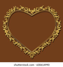 frame gold color with shadow on brown background