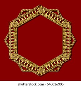 frame gold color with shadow on red background