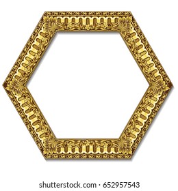 frame gold color with shadow on white background