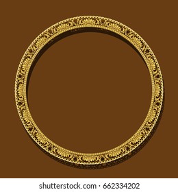 frame gold color with shadow on brown background