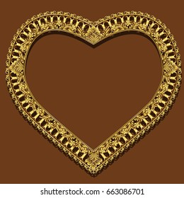 frame gold color with shadow on brown background