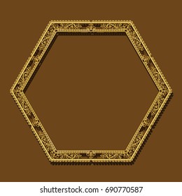 frame gold color with shadow on brown background