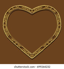 frame gold color with shadow on brown background