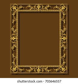 frame gold color with shadow on brown background