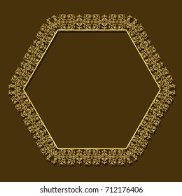 frame gold color with shadow on brown background