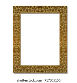 frame gold color with shadow on white background