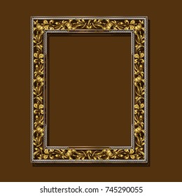frame gold color with shadow on brown background