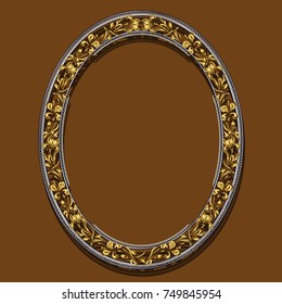 frame gold color with shadow on brown background