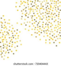 A frame of gold confetti points. Abstract scatter of confetti on a white background. Astral design. Vector illustration.