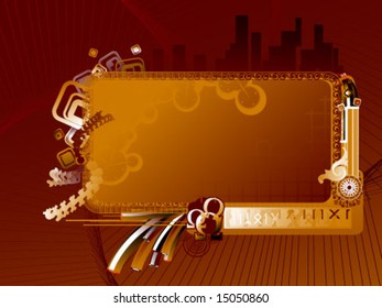 Frame gold design, all elements separate, gradient used