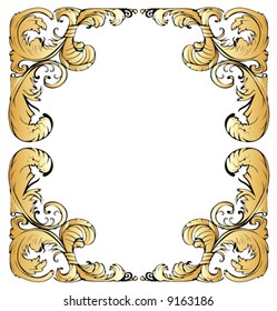 Vector Gold Floral Border On Gold Stock Vector (Royalty Free) 21079429