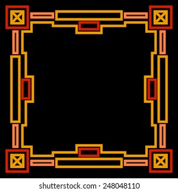 Frame with gold geometric patterns in  art deco style. 