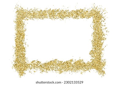 Frame Gold Glitter Texture Isolated On White. Goldish Color Sequins. Golden Explosion Of Confetti. Design Element. Celebratory Background. Vector Illustration, Eps 10.