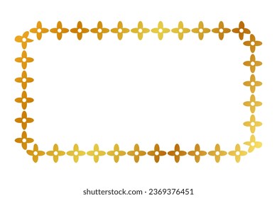 frame gold golden flower rectangle, vector isolated on white

