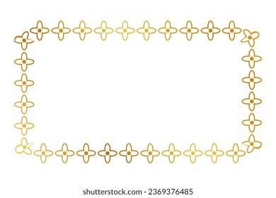 frame gold golden flower rectangle, vector isolated on white
