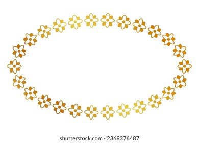 frame gold golden flower rectangle, vector isolated on white
