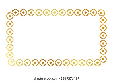 frame gold golden flower rectangle, vector isolated on white
