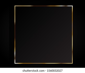 Frame. Gold frame. Golden square. Square with a glare of light.