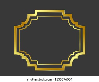 Frame gold isolated