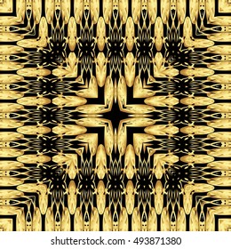 Frame of gold lines, abstract, vintage Golden pattern of square frames on a black background.
